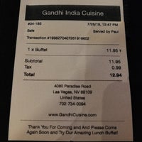 Photo taken at Gandhi India&amp;#39;s Cuisine by Stephen S. on 7/26/2019