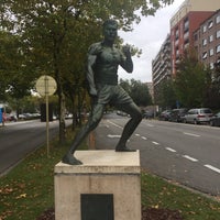 Photo taken at Statue de Jean-Claude Van Damme by Frédéric K. on 10/1/2017