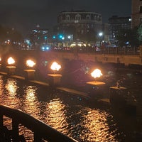 Photo taken at WaterFire - Memorial Park by Kim T. on 10/17/2021