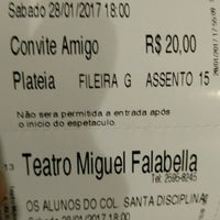 Photo taken at Teatro Miguel Falabella by Amanda R. on 1/28/2017