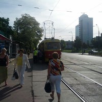 Photo taken at трамвайна зупинка &amp;quot;ст. м. Берестейська&amp;quot; by Andrew M. on 5/21/2013