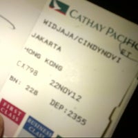 Photo taken at CX798 CGK-HKG / Cathay Pacific by CindyNovia W. on 11/22/2012