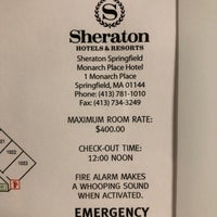 Photo taken at Sheraton Springfield at Monarch Place by Erik G. on 10/15/2019