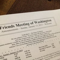 Photo taken at Friends Meeting of Washington by Jason T. on 1/13/2013