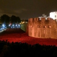 Photo taken at Blood Swept Lands and Seas of Red - Tower of London WW1 Poppy Memorial by Saul C. on 11/11/2014