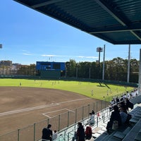 Photo taken at Edogawa City Baseball Stadium by Eiji O. on 10/22/2023