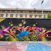 Photo taken at Stockwell Graffiti Hall Of Fame by Topher T. on 5/30/2022