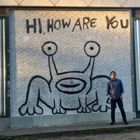 Photo taken at Hi How Are You? | Jeremiah the Innocent Frog. (1993) mural by Daniel Johnston by Pat H. on 3/17/2017