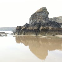 Photo taken at Bedruthan Steps Beach by Lars E. on 7/1/2013