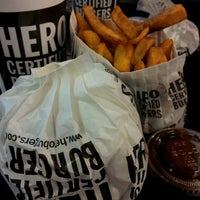 Photo taken at Hero Certified Burgers by Kim L. on 4/15/2013