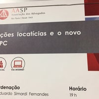 Photo taken at Associação dos Advogados de São Paulo by Cesar P. on 2/8/2017