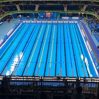 Photo taken at Olympic Aquatics Stadium by Bárbara on 9/18/2016