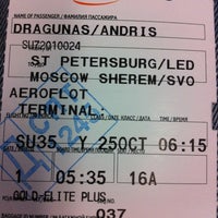Photo taken at Aeroflot SU 035 (LED—SVO) by Andris D. on 10/25/2012