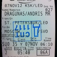 Photo taken at Aeroflot SU 035 (LED—SVO) by Andris D. on 11/7/2012