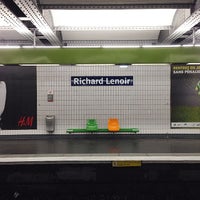 Photo taken at Métro Richard-Lenoir [5] by Julien D. on 8/26/2014