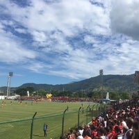 Photo taken at Estádio Proletário Guilherme da Silveira (Moça Bonita) by T. A. on 2/4/2017
