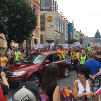 Photo taken at Prague Pride Parade 2016 by Ondra U. on 8/13/2016