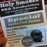 Photo taken at Holy Smokez BBQ Sandwiches by Jess F. on 12/19/2012