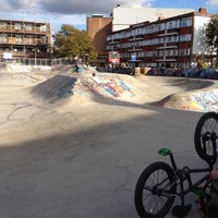 Photo taken at Stockwell Skatepark (Brixton Bowls) by Rudy S. on 10/6/2012