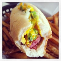 Photo taken at Zebra&amp;#39;s Gourmet Hotdogs by Kevin H. on 4/22/2013