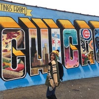 Photo taken at Greetings from Chicago (2015) mural by Victor Ving and Lisa Beggs by Sydnei H. on 11/18/2018