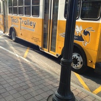Photo taken at Tech Trolley Stop - Tech Square by Andres C. on 4/17/2013