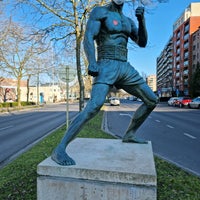 Photo taken at Statue de Jean-Claude Van Damme by Geert V. on 2/28/2021