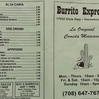 Burrito sale express menu