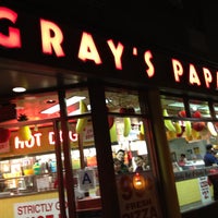 Photo taken at Gray&amp;#39;s Papaya by Dawn P. on 4/18/2013