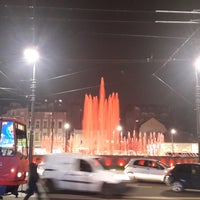Photo taken at Musical Fountain at Slavija Square by Alex J. on 10/20/2018