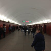 Photo taken at metro Mayakovskaya by Anna K. on 4/21/2013