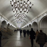 Photo taken at metro Novoslobodskaya by Mika V. on 11/28/2015