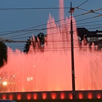Photo taken at Musical Fountain at Slavija Square by Mery I. on 7/21/2018