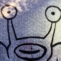 Photo taken at Hi How Are You? | Jeremiah the Innocent Frog. (1993) mural by Daniel Johnston by T. Frank S. on 11/20/2016
