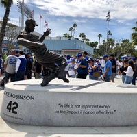Photo taken at Jackie Robinson Statue by Natalie U. on 4/15/2018