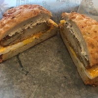 Photo taken at Bruegger&amp;#39;s Bagels by Aaron D. on 8/17/2018