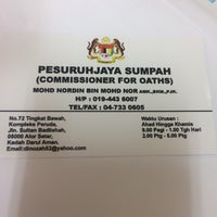 Pesuruhjaya Sumpah Mohd Nordin Bin Mohd Nor Office In Alor Setar