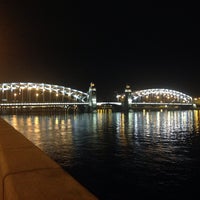 Photo taken at Bolsheokhtinsky Bridge (Peter the Great Bridge) by Elizabeth S. on 7/28/2016
