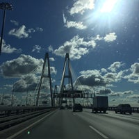 Photo taken at Bolshoy Obukhovsky Bridge (Cable-stayed bridge) by Valentina S. on 6/17/2015