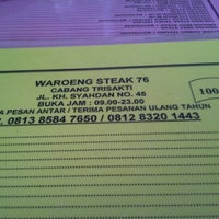Photo taken at Waroeng Steak 76 by Ridwan ,. on 7/3/2012