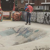 Photo taken at Stockwell Skatepark (Brixton Bowls) by James R. on 10/3/2015