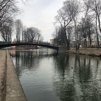 Photo taken at Озеро в Лопатинском саду (с мостом) by Elena G. on 4/17/2018
