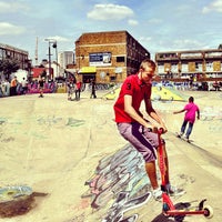 Photo taken at Stockwell Skatepark (Brixton Bowls) by Rory C. on 6/29/2013