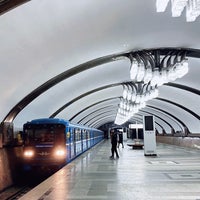 Photo taken at metro Pobeda by V on 1/1/2020