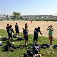Photo taken at 荒川四ツ木橋緑地野球場 by Yukihisa M. on 5/18/2012