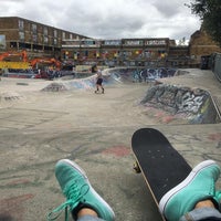 Photo taken at Stockwell Skatepark (Brixton Bowls) by Pavel S. on 9/4/2016