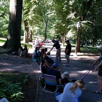 Photo taken at Shakespeare In The Park Line by Ian L. on 7/26/2017