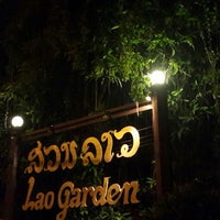 Photo taken at Lao Garden Pub&amp;amp;Restaurant by Chananchida S. on 8/1/2014