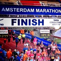 Photo taken at Amsterdam Marathon [Finish] by Ruben S. on 10/20/2013