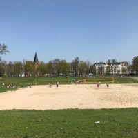 Photo taken at Volleyballfeld im Volkspark Friedrichshain by Elena K. on 4/18/2018